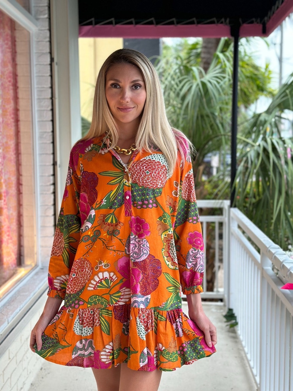 Just Darviny Serimeg Dress Orange Floral Size M NWT